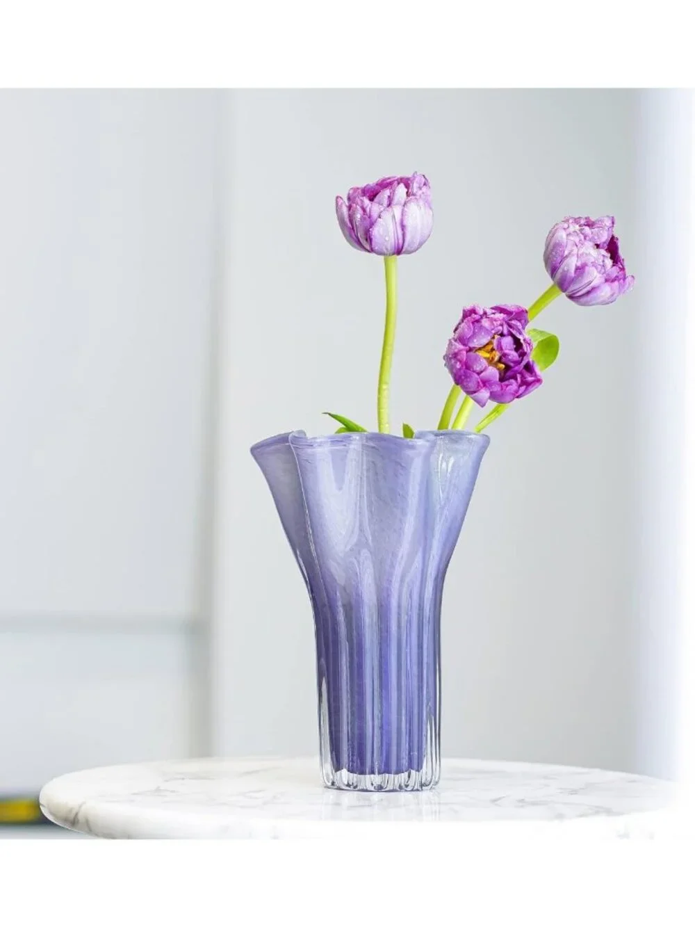 Elegant 8'' Purple Blown Glass Flower Vase | Modern Centerpiece for Home